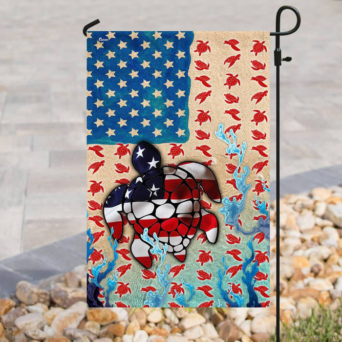 Turtle American Flag Flag | Garden Flag | Double Sided House Flag - GIFTCUSTOM