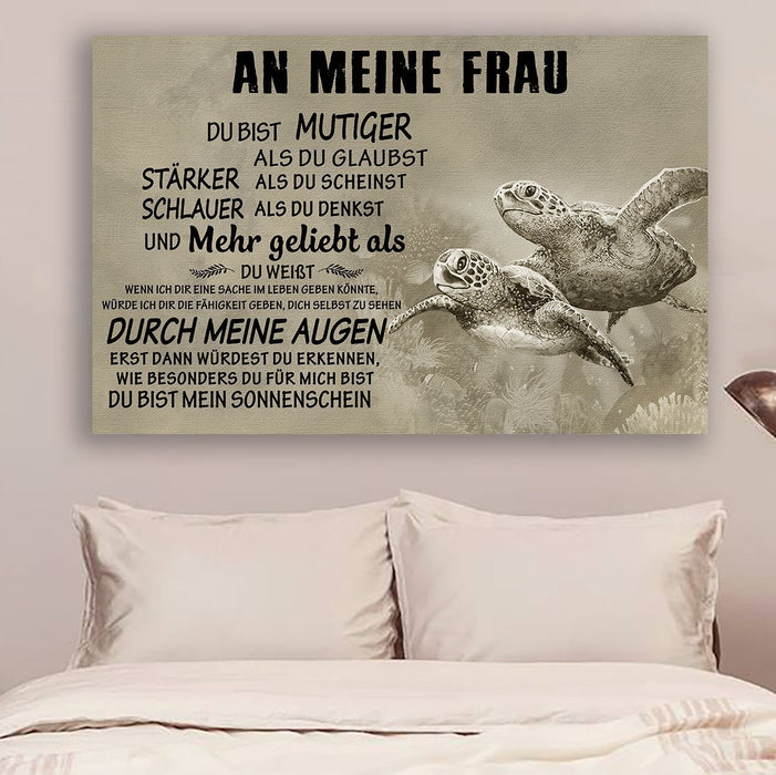 TURTLE Canvas and Poster ��� AN MEINE FRAU GERMANY wall decor visual art - GIFTCUSTOM