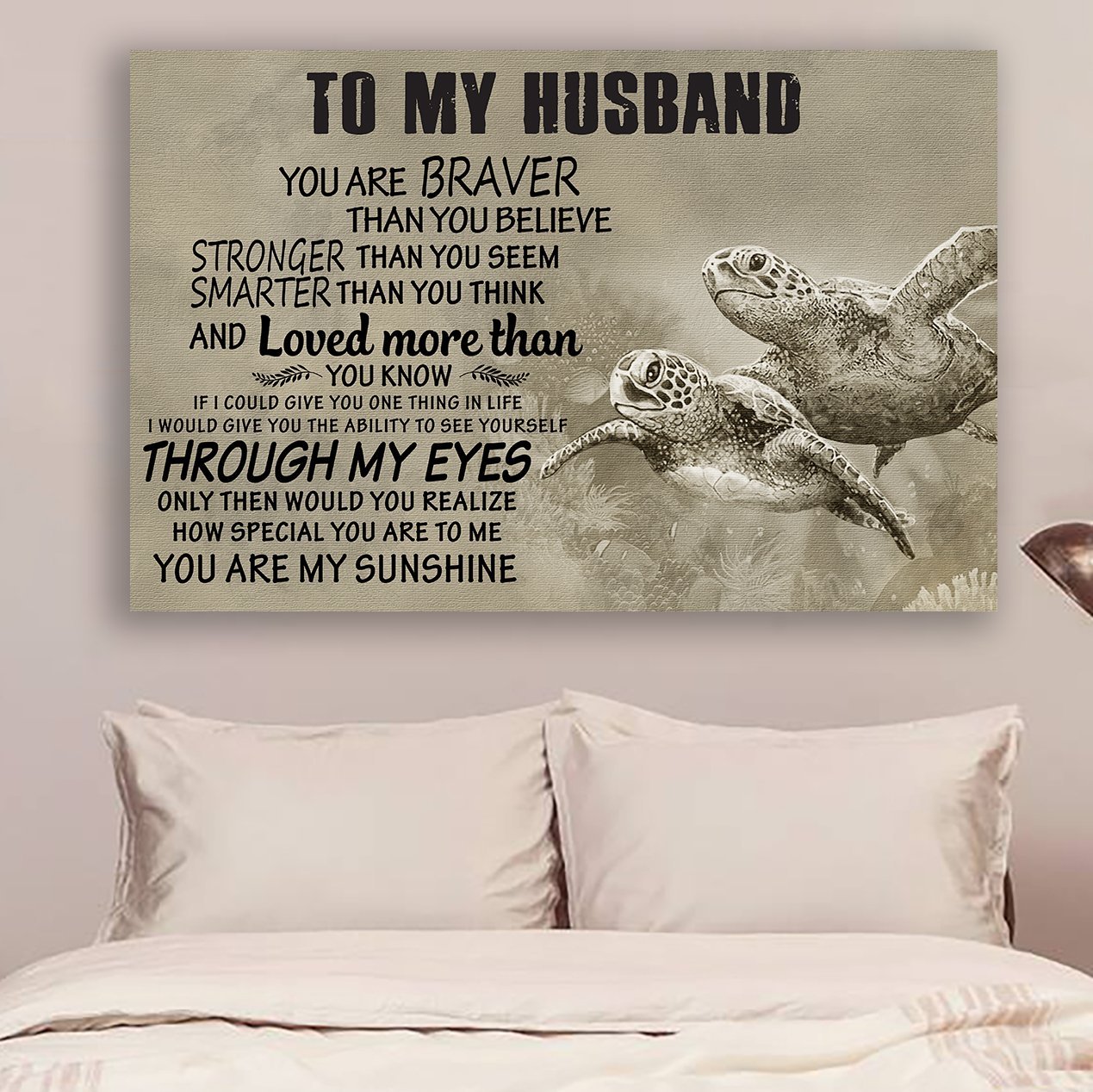 Turtle Canvas and Poster ��� To my husband ��� You are braver wall decor visual art - GIFTCUSTOM
