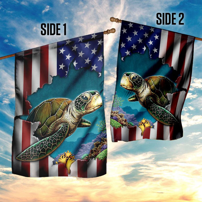 Turtle Flag | Garden Flag | Double Sided House Flag - GIFTCUSTOM