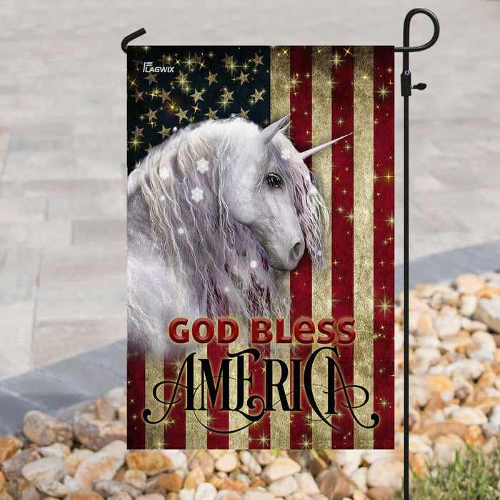 Unicorn American Flag | Garden Flag | Double Sided House Flag - GIFTCUSTOM