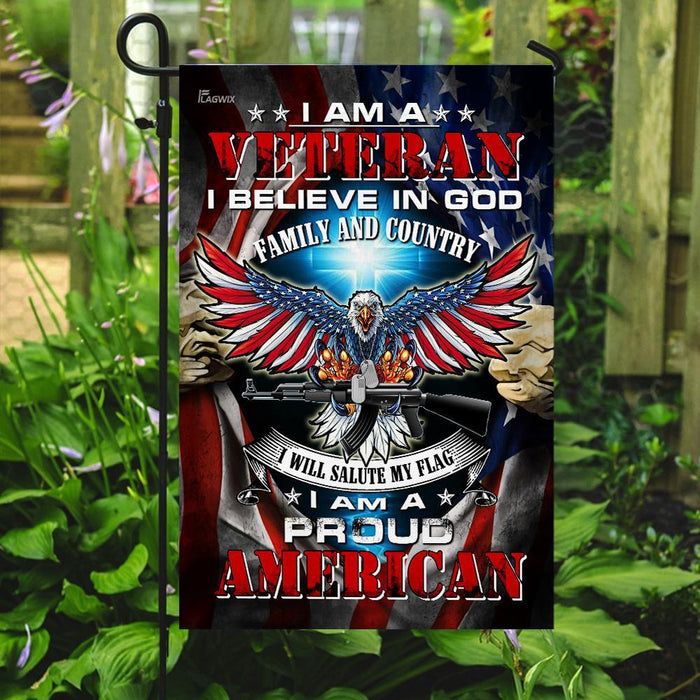 Veteran A Proud American Flag | Garden Flag | Double Sided House Flag - GIFTCUSTOM