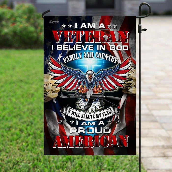 Veteran A Proud American Flag | Garden Flag | Double Sided House Flag - GIFTCUSTOM