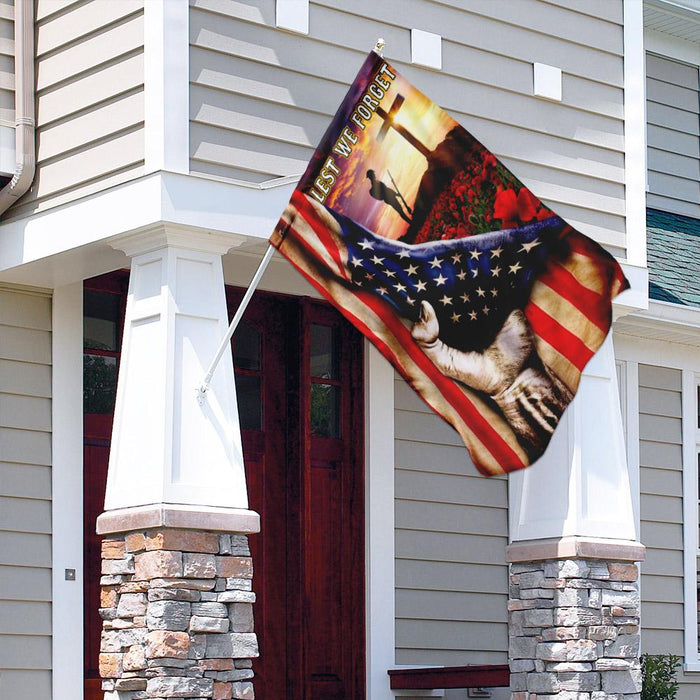 Veteran Poppy Memorial Day. Lest We Forget Flag | Garden Flag | Double Sided House Flag - GIFTCUSTOM