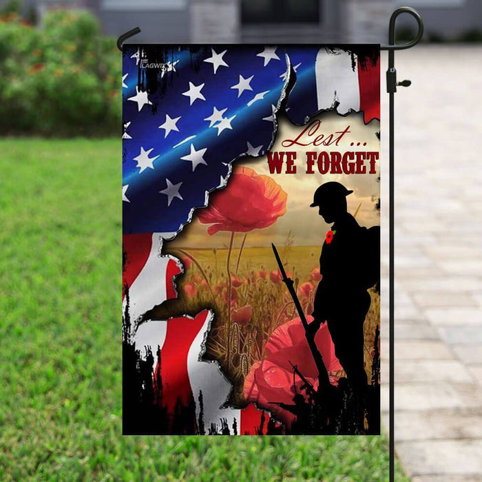 Veteran Remembrance Poppy Lest We Forget Flag | Garden Flag | Double Sided House Flag - GIFTCUSTOM