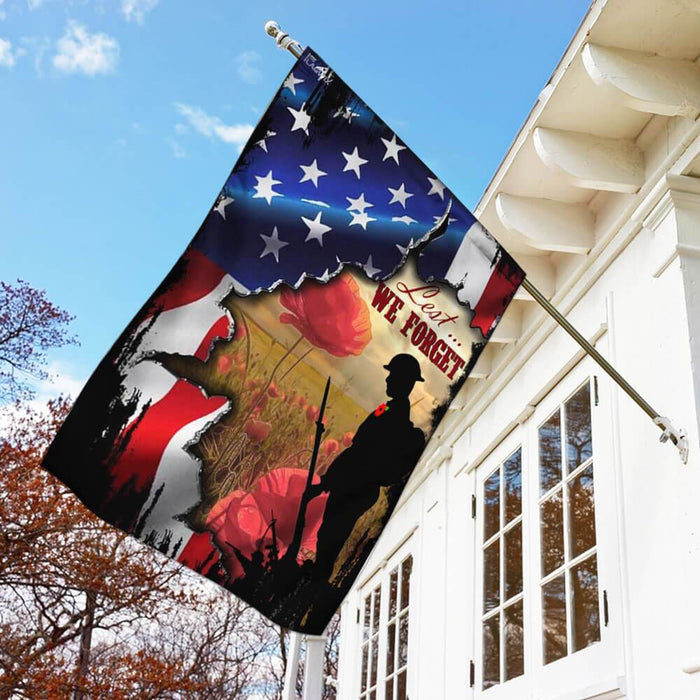 Veteran Remembrance Poppy Lest We Forget Flag | Garden Flag | Double Sided House Flag - GIFTCUSTOM