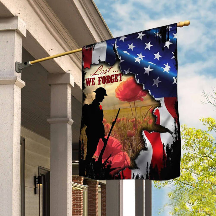 Veteran Remembrance Poppy Lest We Forget Flag | Garden Flag | Double Sided House Flag - GIFTCUSTOM