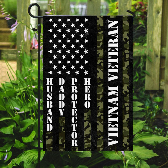 Vietnam Veteran. Husband Daddy Protector Hero Flag | Garden Flag | Double Sided House Flag - GIFTCUSTOM