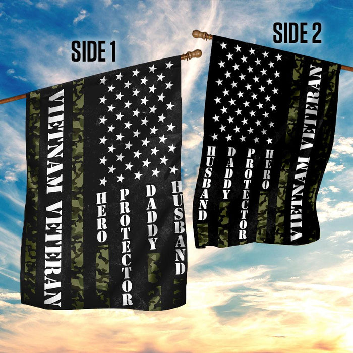 Vietnam Veteran. Husband Daddy Protector Hero Flag | Garden Flag | Double Sided House Flag - GIFTCUSTOM