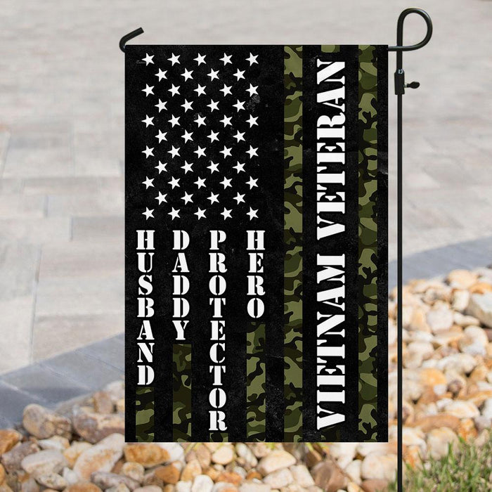 Vietnam Veteran. Husband Daddy Protector Hero Flag | Garden Flag | Double Sided House Flag - GIFTCUSTOM