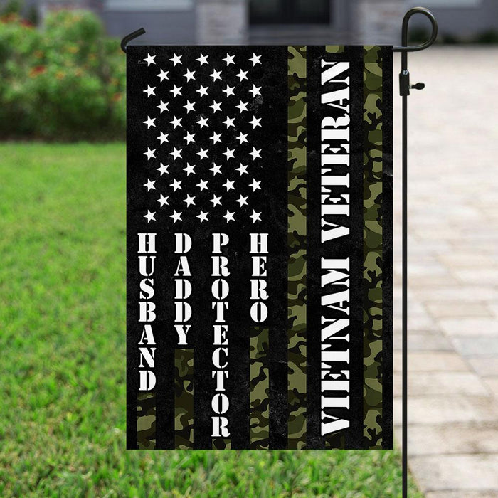 Vietnam Veteran. Husband Daddy Protector Hero Flag | Garden Flag | Double Sided House Flag - GIFTCUSTOM