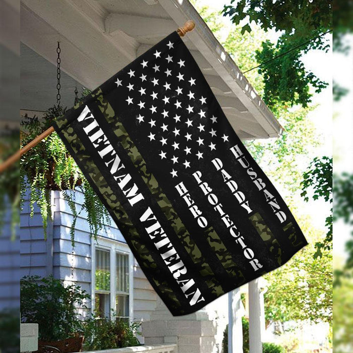 Vietnam Veteran. Husband Daddy Protector Hero Flag | Garden Flag | Double Sided House Flag - GIFTCUSTOM