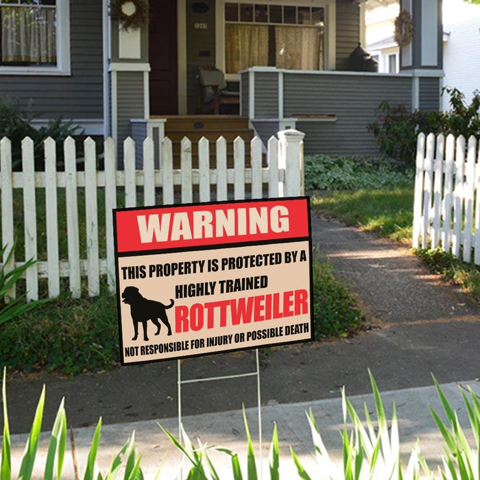 Warning This Property Is Protected By Rottweiler Yard Sign (24 x 18 inches) - GIFTCUSTOM
