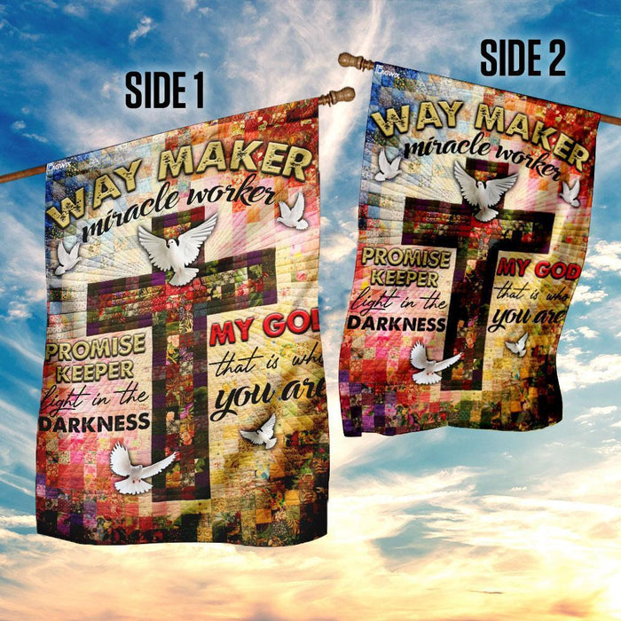 Way Maker Miracle Worker Jesus Christ Cross Quilt Pattern Flag - GIFTCUSTOM