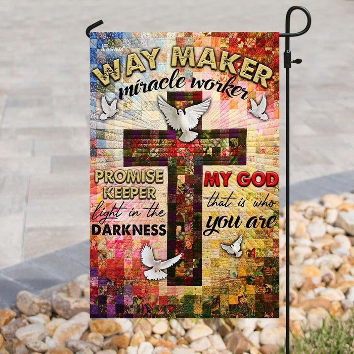 Way Maker Miracle Worker Jesus Christ Cross Quilt Pattern Flag - GIFTCUSTOM