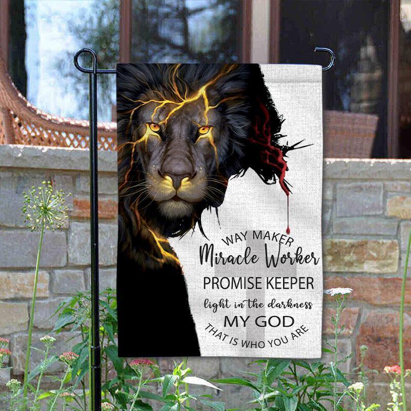 Way Maker Miracle Worker Promise Keeper Light In The Darkness, My God That Is Who You Are Garden Flag God Way Maker Garden Flag - GIFTCUSTOM