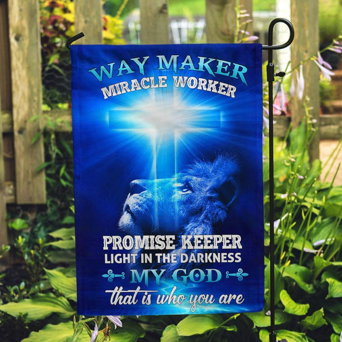 Way Maker Miracle Worker Promise Keeper Light In The Darkness My God That Is Who You Are Jesus Christ Flag - GIFTCUSTOM