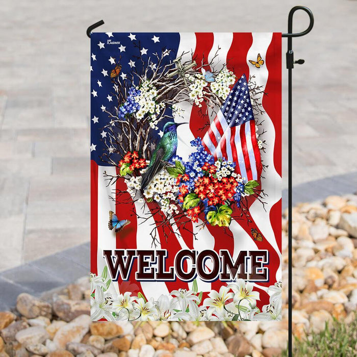 Welcome American Flag | Garden Flag | Double Sided House Flag - GIFTCUSTOM