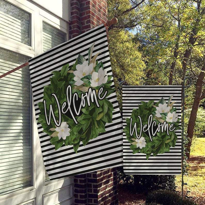 Welcome, Garden House Flag Monogram Flag Farmhouse Garden Farmhouse Flag All Over Printed - GIFTCUSTOM