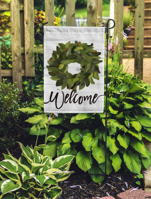 Welcome Magnolia Leaf Wreath Home Decor Yard & Garden Flag All Over Printed - GIFTCUSTOM