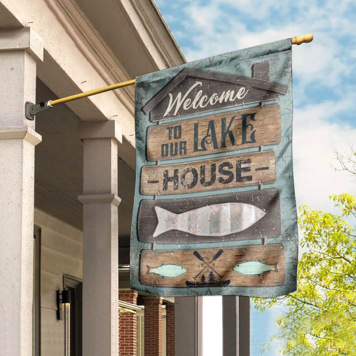 Welcome To Our Lake House Flag | Garden Flag | Double Sided House Flag - GIFTCUSTOM