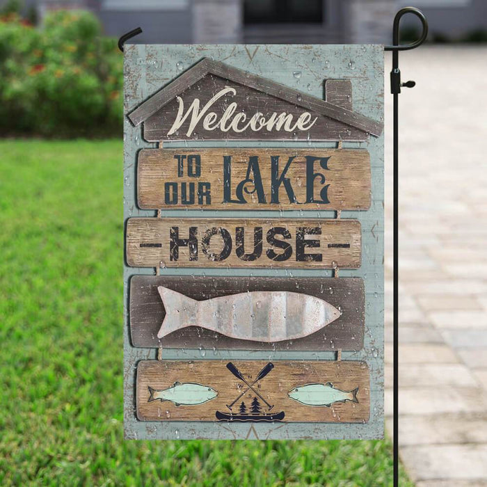 Welcome To Our Lake House Flag | Garden Flag | Double Sided House Flag - GIFTCUSTOM