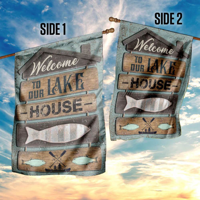 Welcome To Our Lake House Flag | Garden Flag | Double Sided House Flag - GIFTCUSTOM