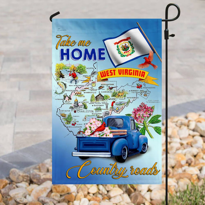 West Virginia. Take Me Home Country Roads Flag | Garden Flag | Double Sided House Flag - GIFTCUSTOM
