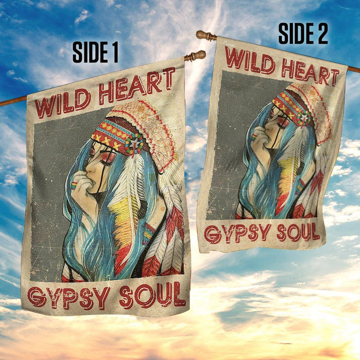 Wild Heart Gypsy Soul Flag | Garden Flag | Double Sided House Flag - GIFTCUSTOM