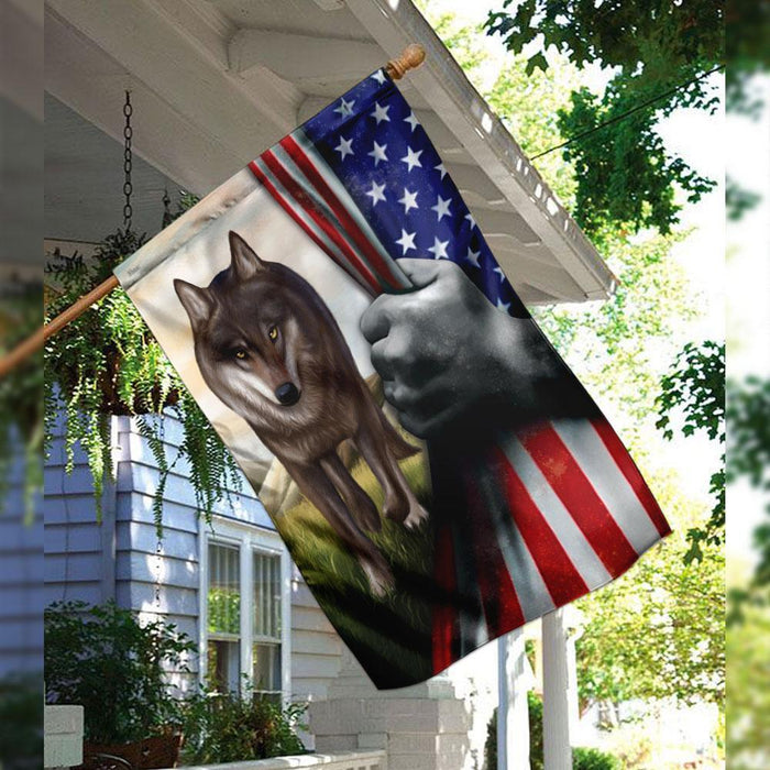 Wolf American Flag | Garden Flag | Double Sided House Flag - GIFTCUSTOM