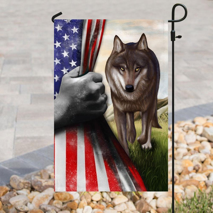 Wolf American Flag | Garden Flag | Double Sided House Flag - GIFTCUSTOM