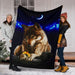 Wolf with sunflower in winter night blanket - GIFTCUSTOM