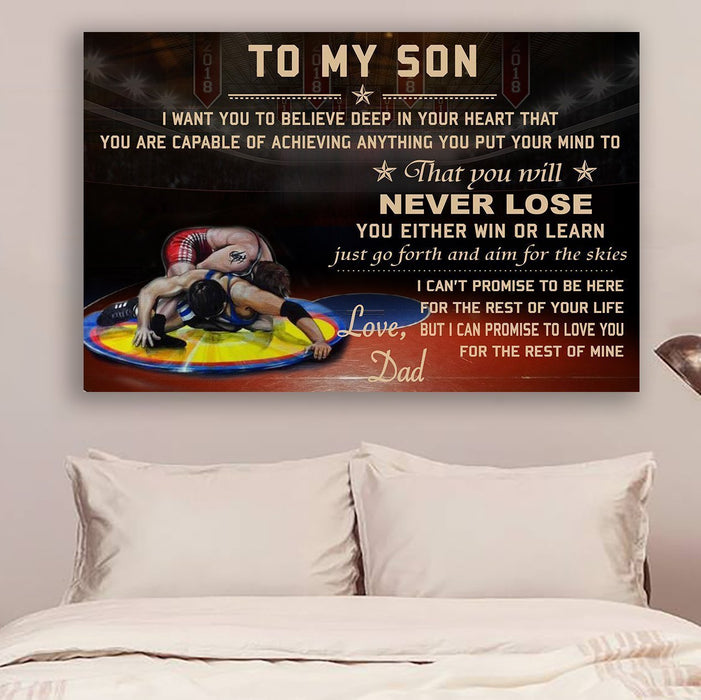 Wrestling Canvas and Poster ��� Dad to son ��� never lose vs5 wall decor visual art - GIFTCUSTOM