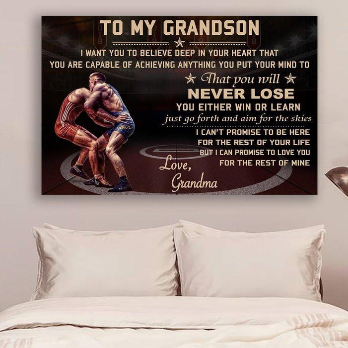 Wrestling Canvas and Poster ��� grandma to grandson ��� never lose vs2 wall decor visual art - GIFTCUSTOM