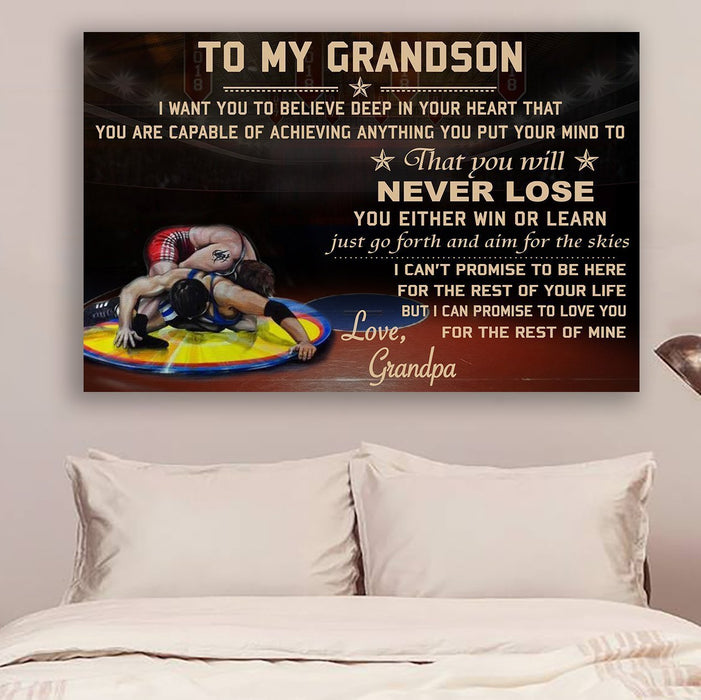 Wrestling Canvas and Poster ��� grandpa to grandson ��� never lose vs3 wall decor visual art - GIFTCUSTOM