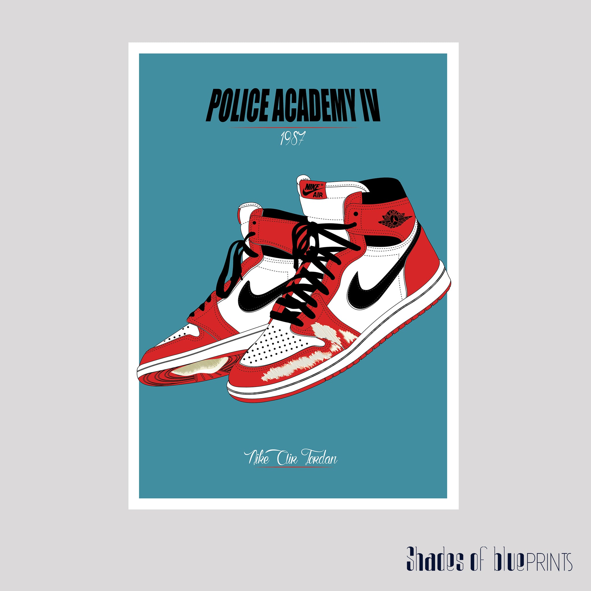 Bienes Vaca aburrido Police Academy 4 - Nike Air Jordan - 1987 - Giclée print –  shadesofblueprints