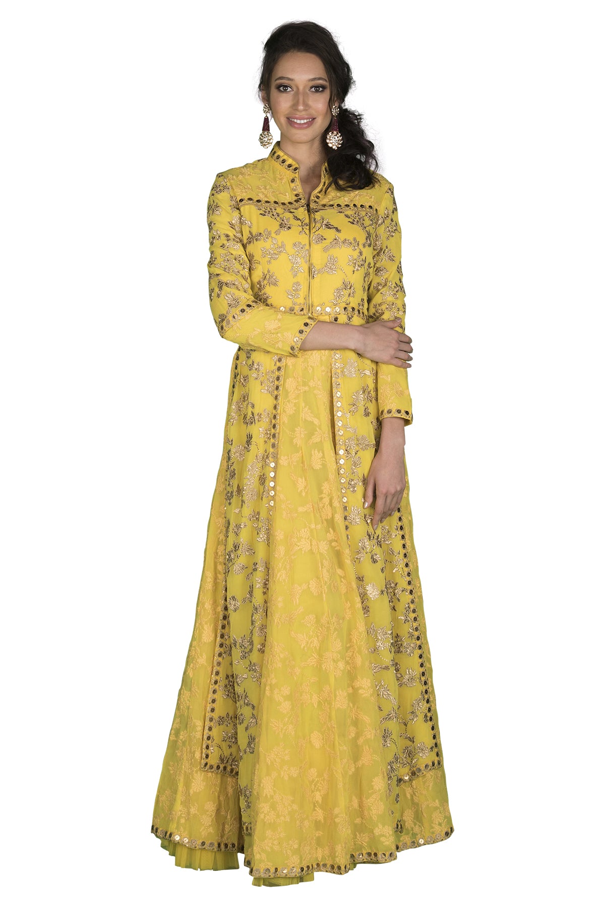 yellow gown with jacket