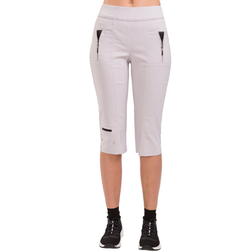 Jamie Sadock Basic NEW Skinnylicious Women's Pull On Stretch Pedal Pusher Pants- Mercury Grey