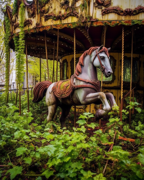 un manège a cheval abandonné en photo urbex