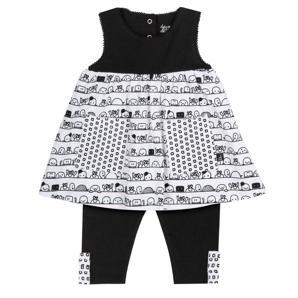Doodle Black and White Tunic and Leggings Set - Lullaby's Boutique