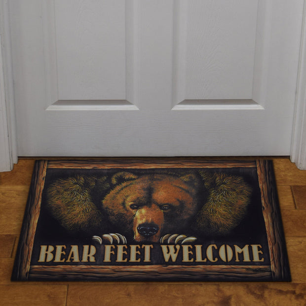 Door Mat Rubber 26in X 17in Bear Feet