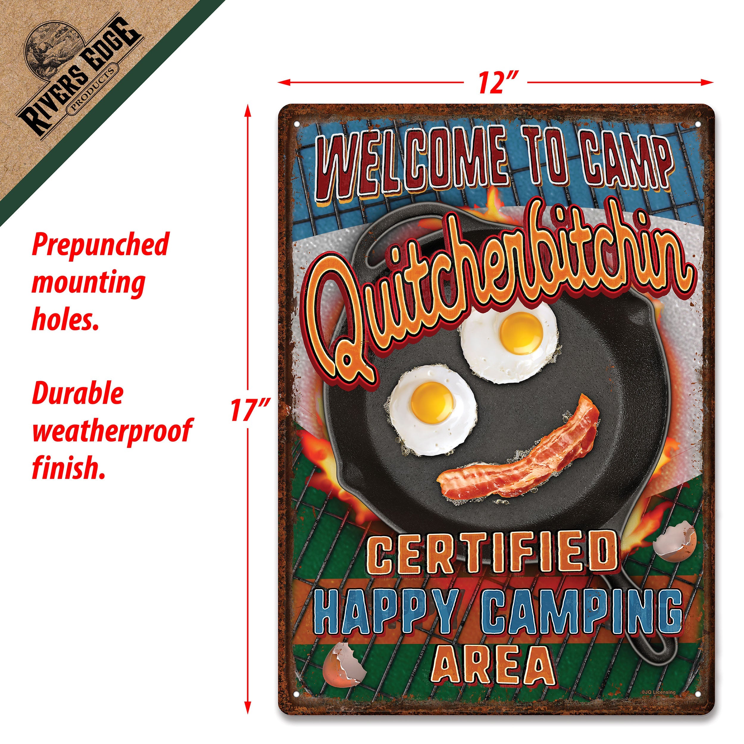 Metal Tin Signs Funny Vintage Personalized 12 Inch X 17 Inch Camp Quitcher 7570