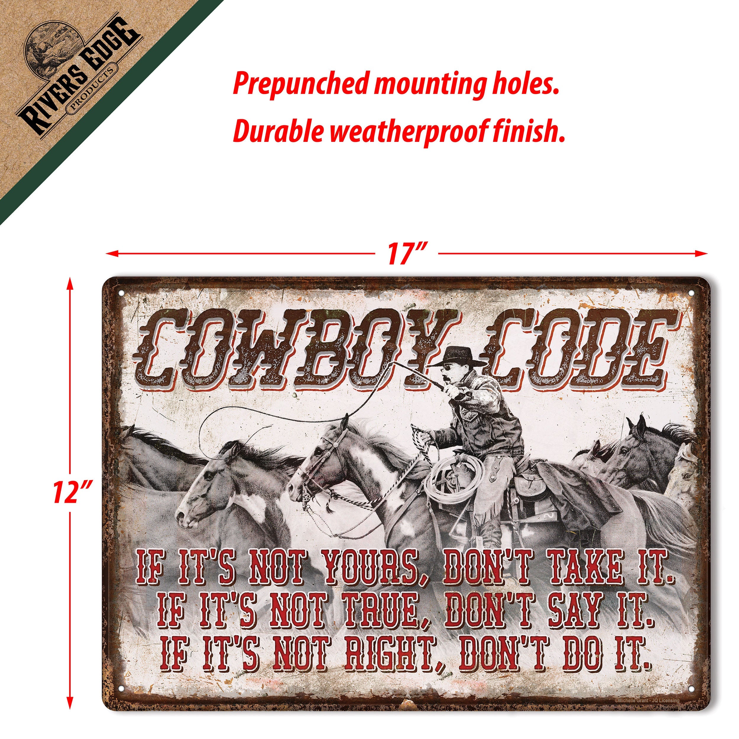 Metal Tin Signs Funny Vintage Personalized 12 Inch X 17 Inch Cowboy Code 3323