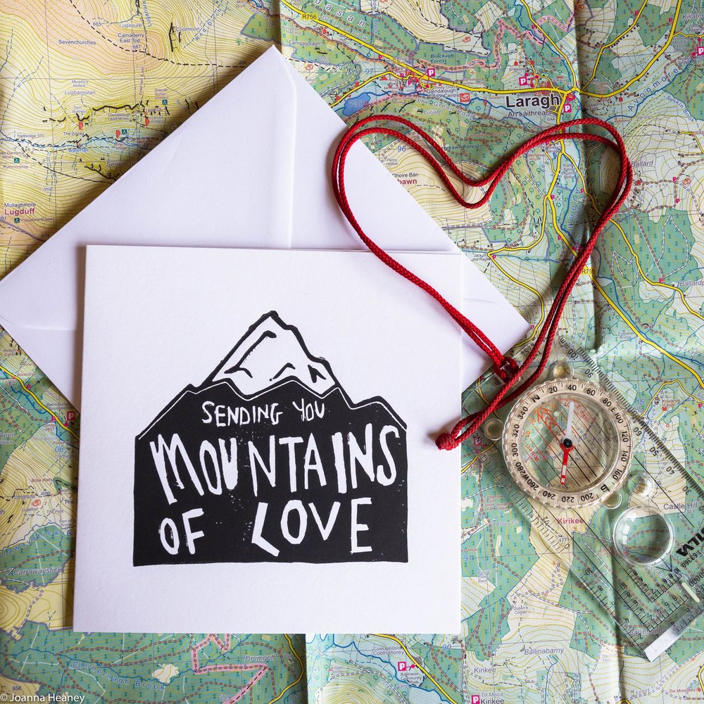 'Sending You Mountains of Love' lino-cut Card