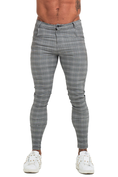 7360 Plaid Pattern Skinny Fit Chinos – Men's Luxury Boutique - X9X™