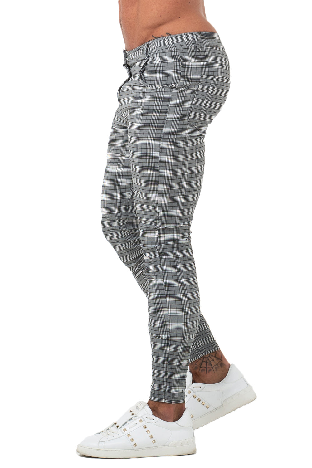 7360 Plaid Pattern Skinny Fit Chinos – Men's Luxury Boutique - X9X™