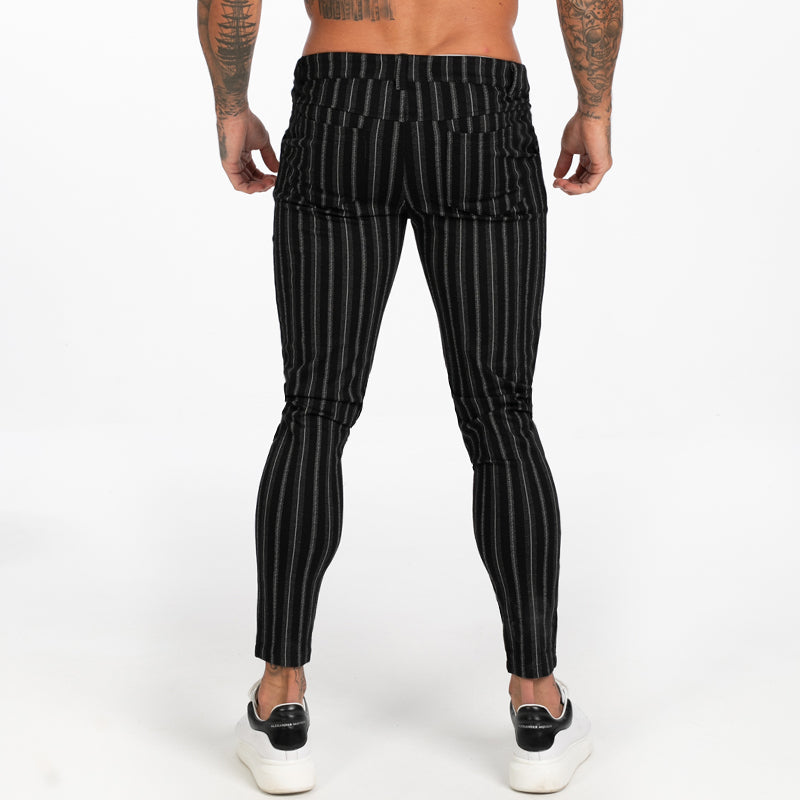 7385 Black Striped Skinny Fit Chinos – Men's Luxury Boutique - X9X™