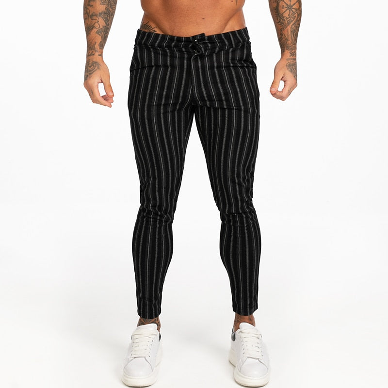7385 Black Striped Skinny Fit Chinos – Men's Luxury Boutique - X9X™