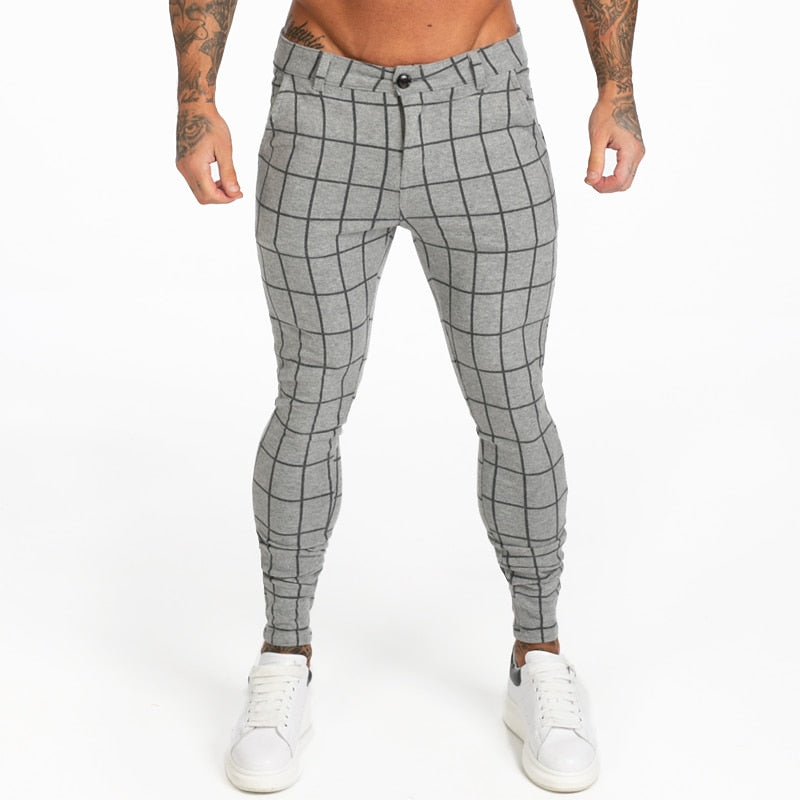 7369 Checked Pattern Skinny Chinos – Men's Luxury Boutique - X9X™