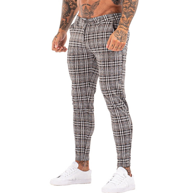 3101 Plaid Pattern Skinny Fit Chinos – Men's Luxury Boutique - X9X™